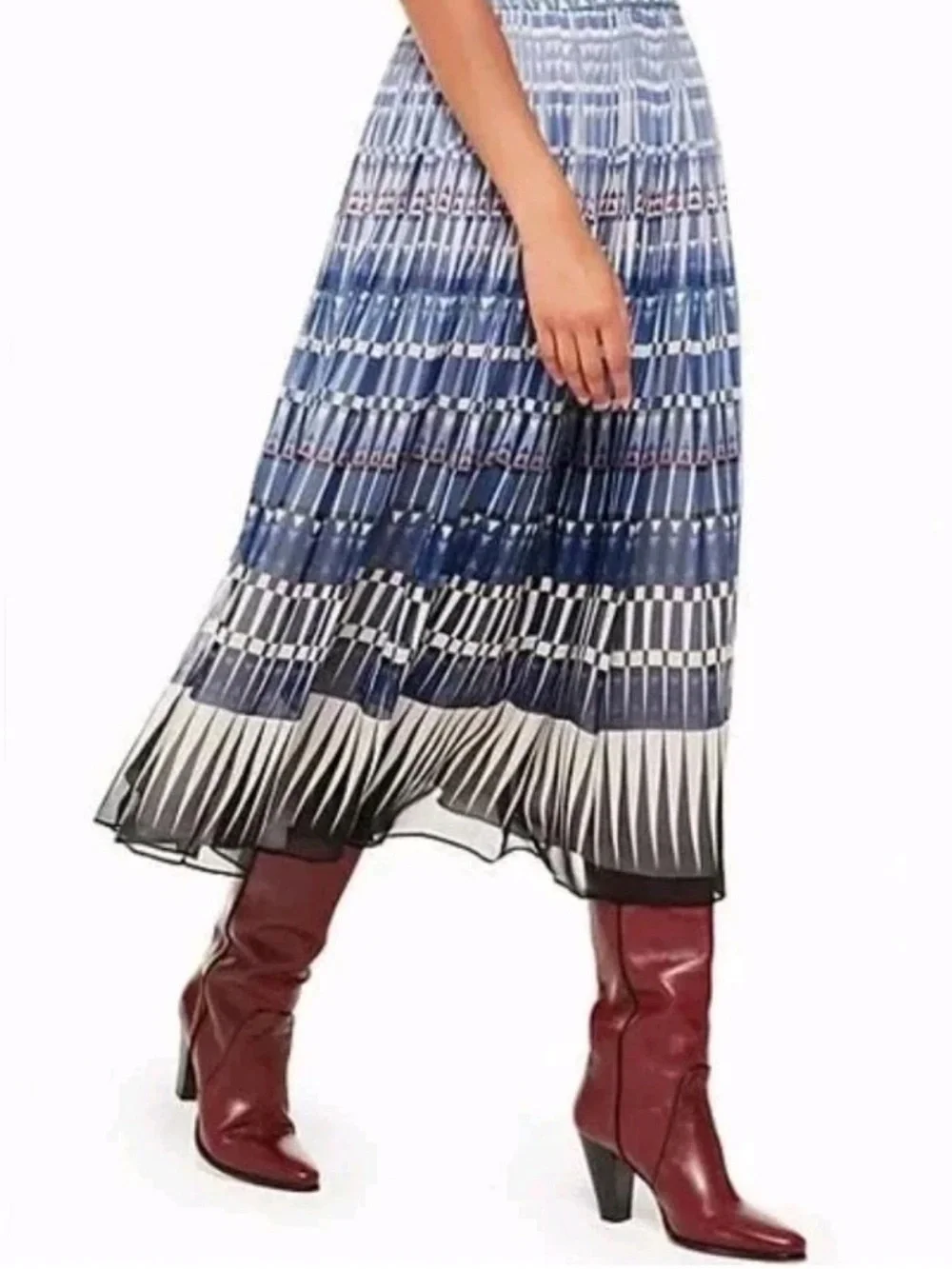 kate spade Blue Ombre Pleated Midi Skirt